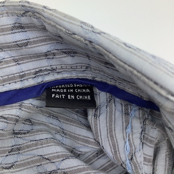 Bugatchi Mens Long Sleeve Button Up Shirt Gray Blue Striped Size Medium - Picture 5 of 7